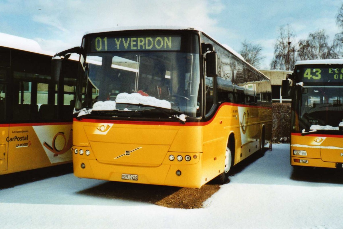 (114'212) - CarPostal Ouest - VD 510'240 - Volvo (ex P 25'161) am 14. Februar 2009 in Yverdon, Garage