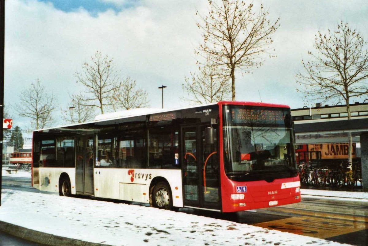 (114'217) - TRAVYS Yverdon - VD 1282 - MAN am 14. Februar 2009 beim Bahnhof Yverdon