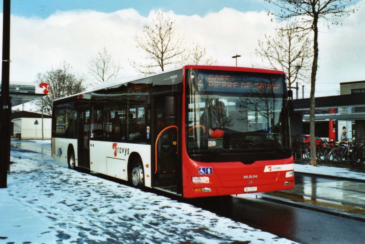 (114'223) - TRAVYS Yverdon - VD 1071 - MAN am 14. Februar 2009 beim Bahnhof Yverdon