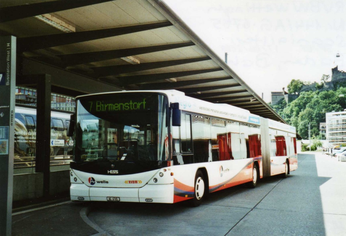 (117'408) - RVBW Wettingen - Nr. 144/AG 6765 - Scania/Hess am 8. Juni 2009 beim Bahnhof Baden