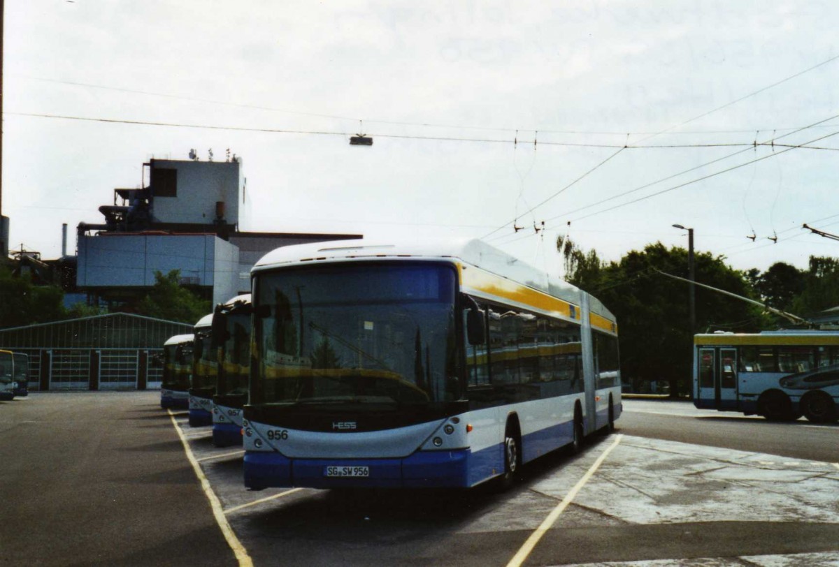 (118'022) - SWS Solingen - Nr. 956/SG-SW 956 - Hess/Hess Gelenktrolleybus am 5. Juli 2009 in Solingen, Betriebshof