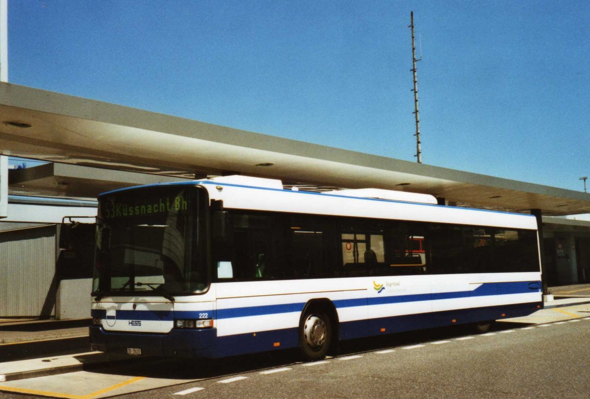 (120'017) - Odermatt, Rotkreuz - Nr. 222/ZG 18'431 - Scania/Hess am 15. August 2009 beim Bahnhof Rotkreuz