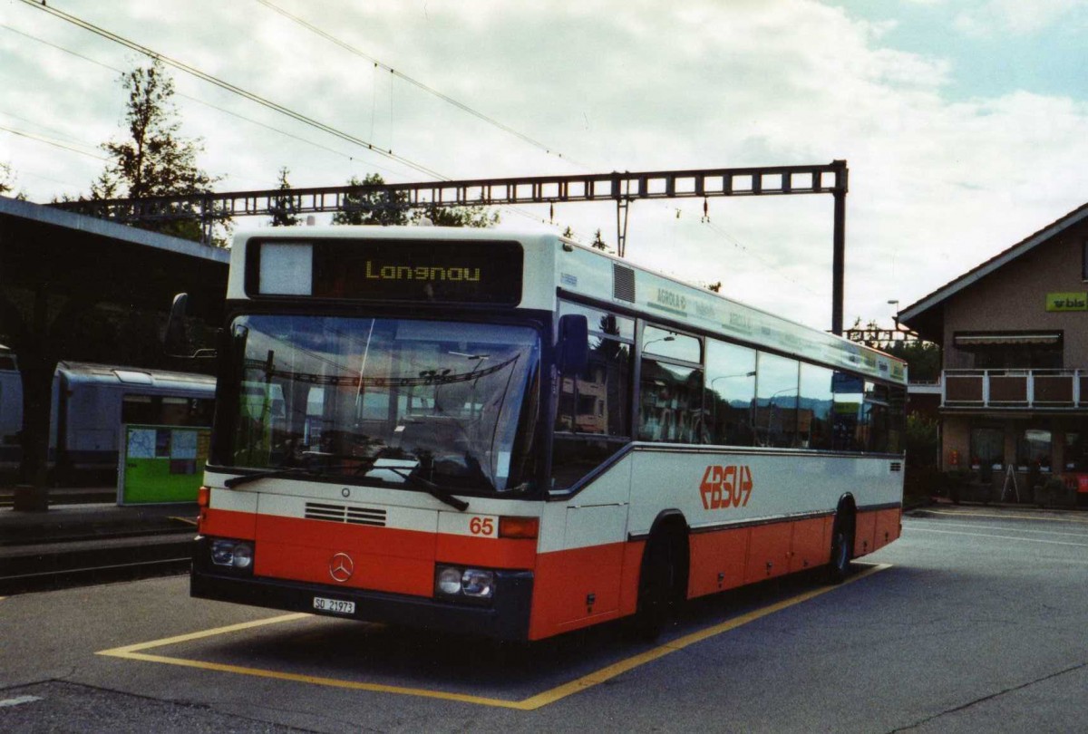 (121'226) - BSU Solothurn - Nr. 65/SO 21'973 - Mercedes (ex Nr. 59) am 14. September 2009 beim Bahnhof Ramsei (Einsatz Busland)