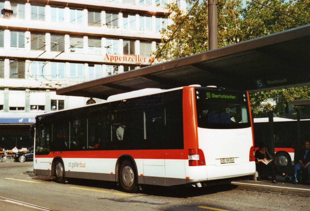 (121'318) - St. Gallerbus, St. Gallen - Nr. 264/SG 198'264 - MAN am 23. September 2009 beim Bahnhof St. Gallen