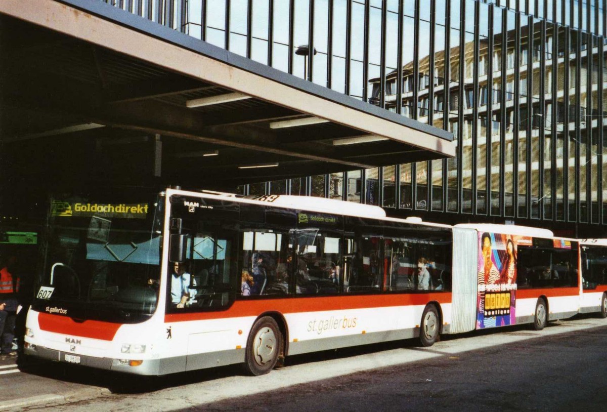 (121'719) - St. Gallerbus, St. Gallen - Nr. 289/SG 198'289 - MAN am 24. Oktober 2009 beim Bahnhof St. Gallen