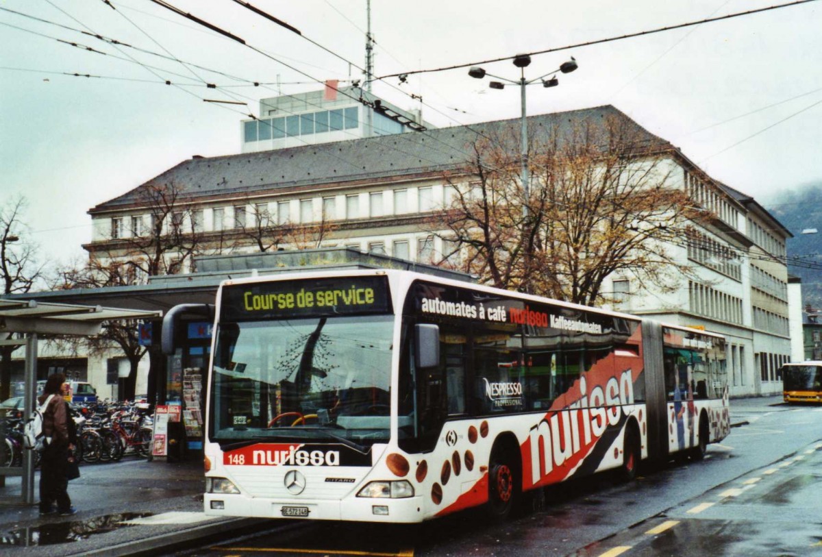 (122'018) - VB Biel - Nr. 148/BE 572'148 - Mercedes am 16. November 2009 beim Bahnhof Biel