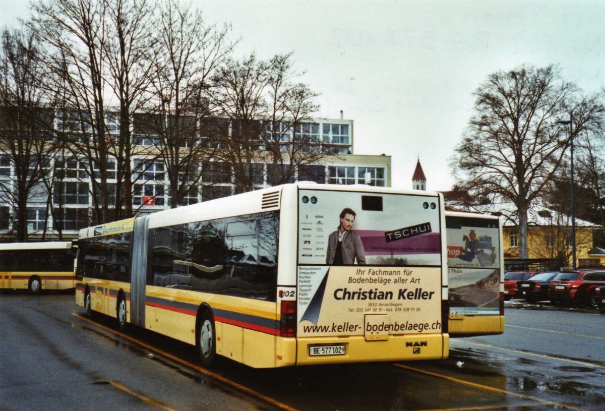 (123'132) - STI Thun - Nr. 102/BE 577'102 - MAN am 21. Dezember 2009 bei der Schifflndte Thun