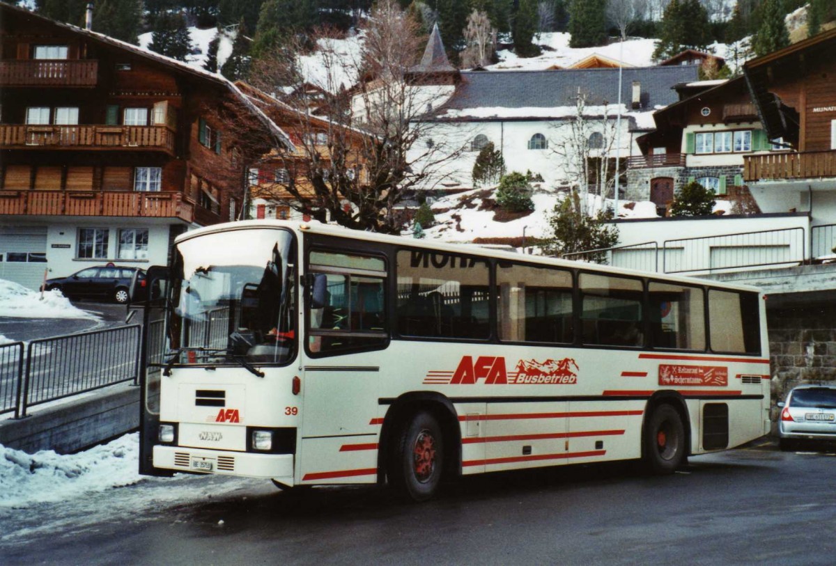 (123'416) - AFA Adelboden - Nr. 39/BE 25'753 - NAW/R&J (ex Nr. 18; ex Autopostale, Mendrisio Nr. 38; ex Piotti, Balerna Nr. 38; ex AAGI Interlaken Nr. 38; ex Schmocker, Beatenberg Nr. 3) am 26. Dezember 2009 beim Autobahnhof Adelboden