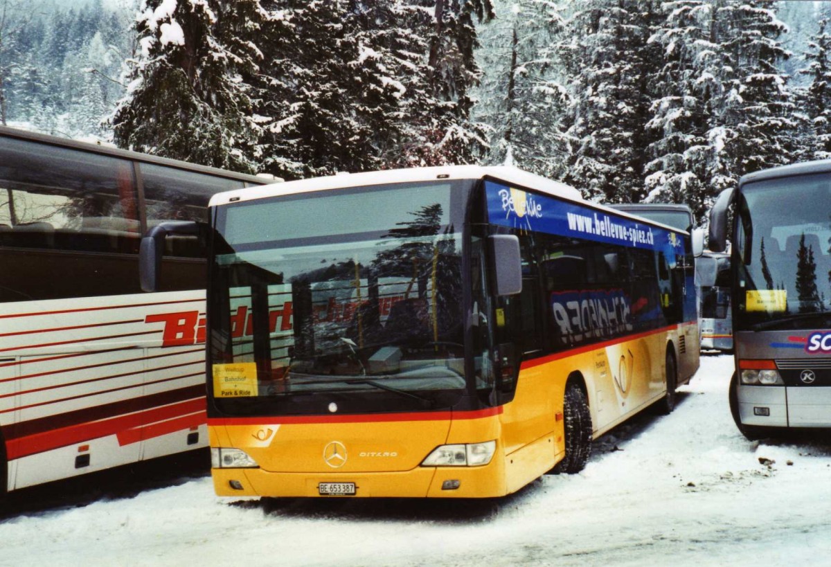 (123'705) - PostAuto Bern - BE 653'387 - Mercedes am 9. Januar 2010 in Adelboden, Unter dem Birg