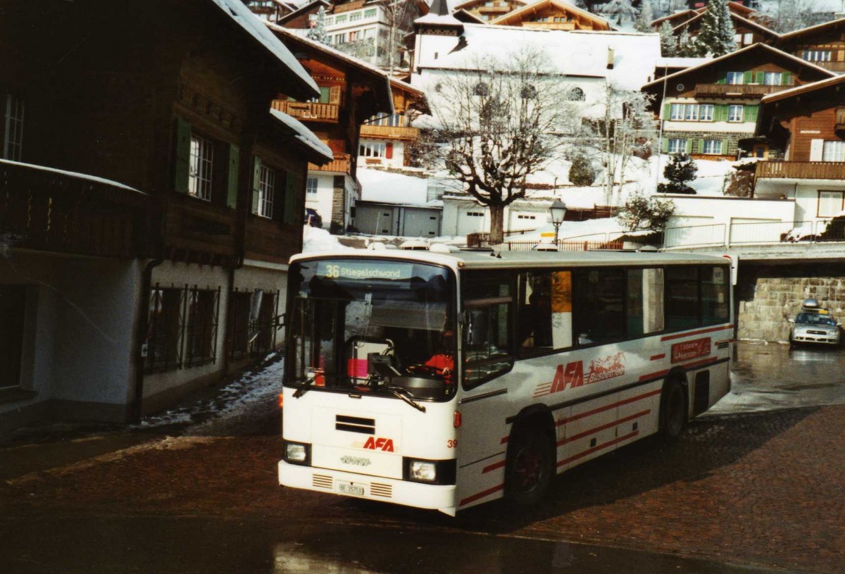 (124'033) - AFA Adelboden - Nr. 39/BE 25'753 - NAW/R&J (ex Nr. 18; ex Autopostale, Mendrisio Nr. 38; ex Piotti, Balerna Nr. 38; ex AAGI Interlaken Nr. 38; ex Schmocker, Beatenberg Nr. 3) am 10. Januar 2010 beim Autobahnhof Adelboden