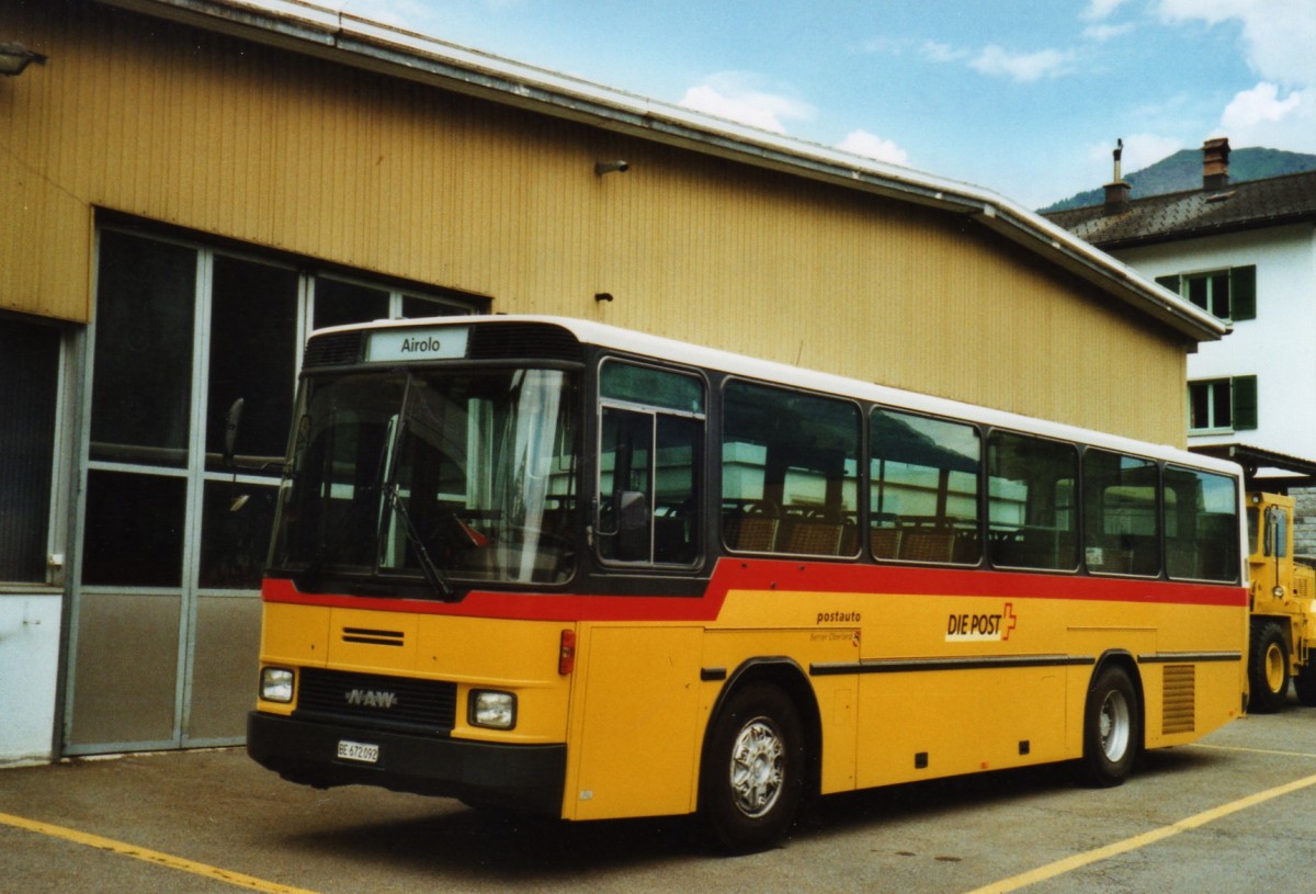 (127'426) - PostAuto Bern - BE 672'092 - NAW/Hess (ex AVG Meiringen Nr. 66; ex P 24'452) am 4. Juli 2010 in Airolo, Garage Marchetti