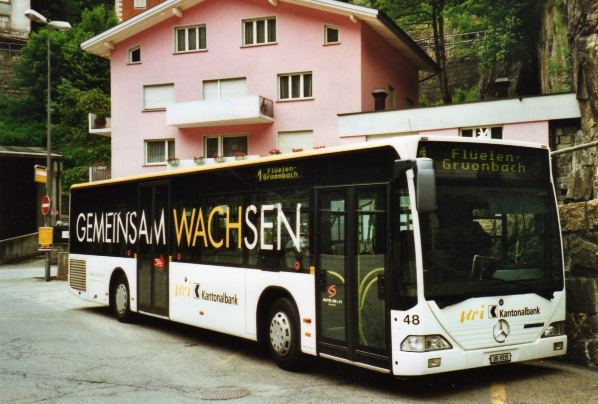 (127'430) - AAGU Altdorf - Nr. 48/UR 9315 - Mercedes am 4. Juli 2010 beim Bahnhof Gschenen