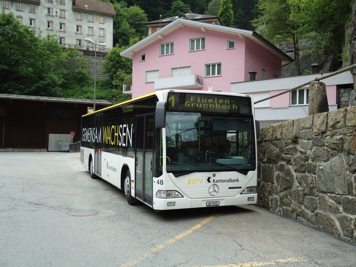 (127'603) - AAGU Altdorf - Nr. 48/UR 9315 - Mercedes am 4. Juli 2010 beim Bahnhof Gschenen