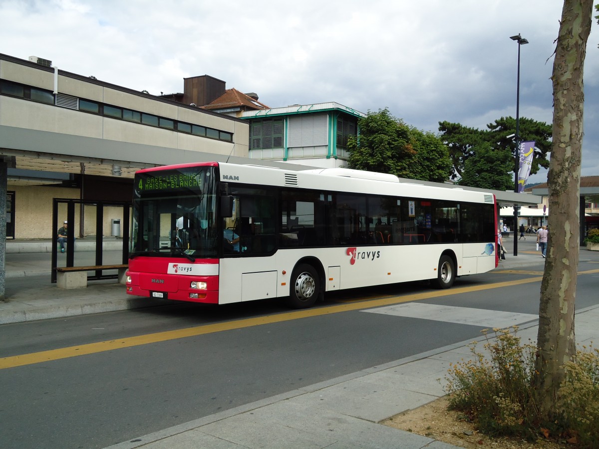 (128'103) - TRAVYS Yverdon - VD 1160 - MAN am 26. Juli 2010 beim Bahnhof Yverdon