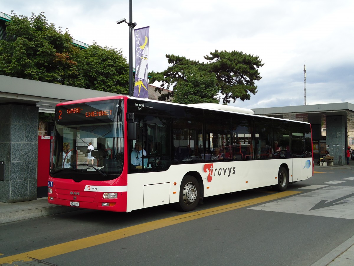 (128'106) - TRAVYS Yverdon - VD 1071 - MAN am 26. Juli 2010 beim Bahnhof Yverdon