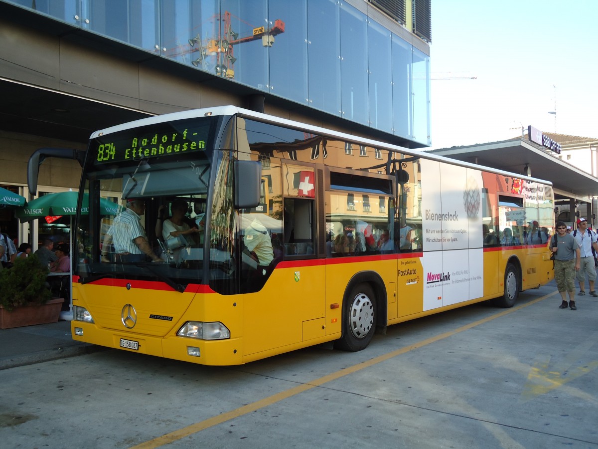 (128'925) - PostAuto Ostschweiz - Nr. 10/TG 158'087 - Mercedes (ex P 25'384) am 21. August 2010 beim Bahnhof Frauenfeld