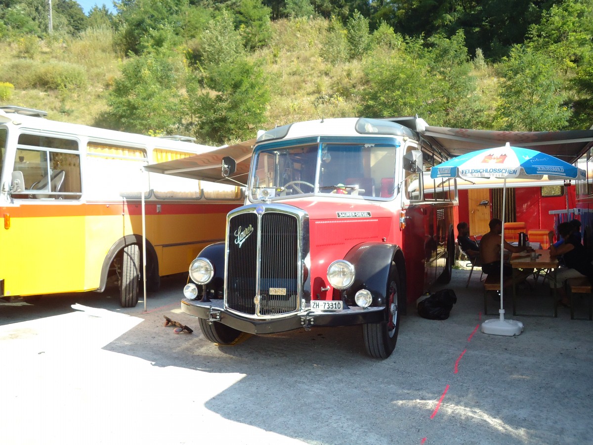 (128'957) - Morger, Horgenberg - ZH 73'310 - Saurer/Tscher (ex P 23'167; ex Casper, Lenzerheide) am 22. August 2010 in Thayngen, Wohnbustreffen