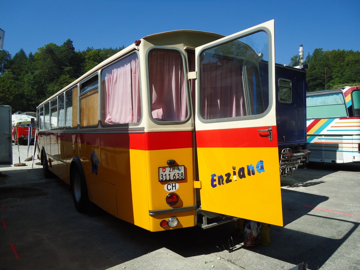 (128'998) - Ghwiler, Birmensdorf - ZH 311'638 - Saurer/Tscher (ex AVG Grindelwald Nr. 12; ex Steiger, Schlatt) am 22. August 2010 in Thayngen, Wohnbustreffen