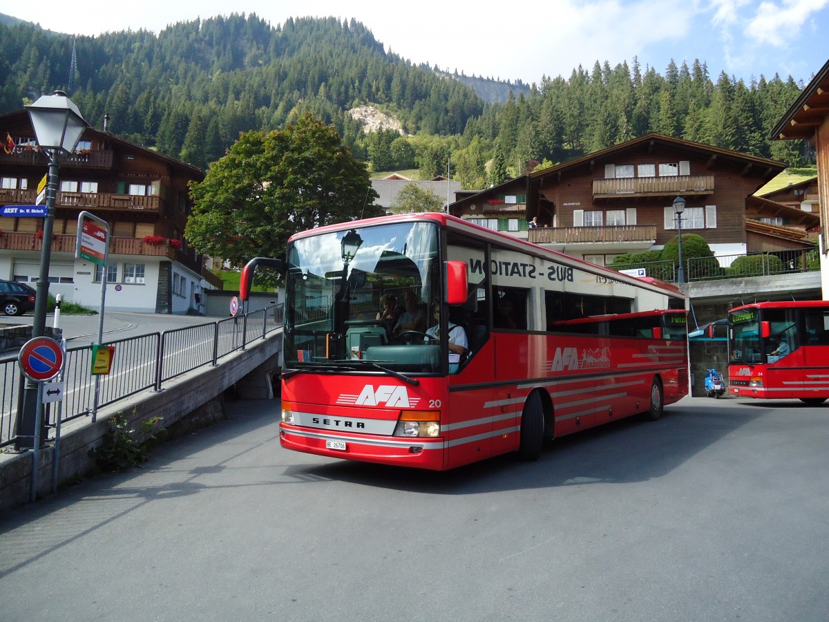 (129'469) - AFA Adelboden - Nr. 20/BE 26'706 - Setra (ex Nr. 6) am 5. September 2010 beim Autobahnhof Adelboden