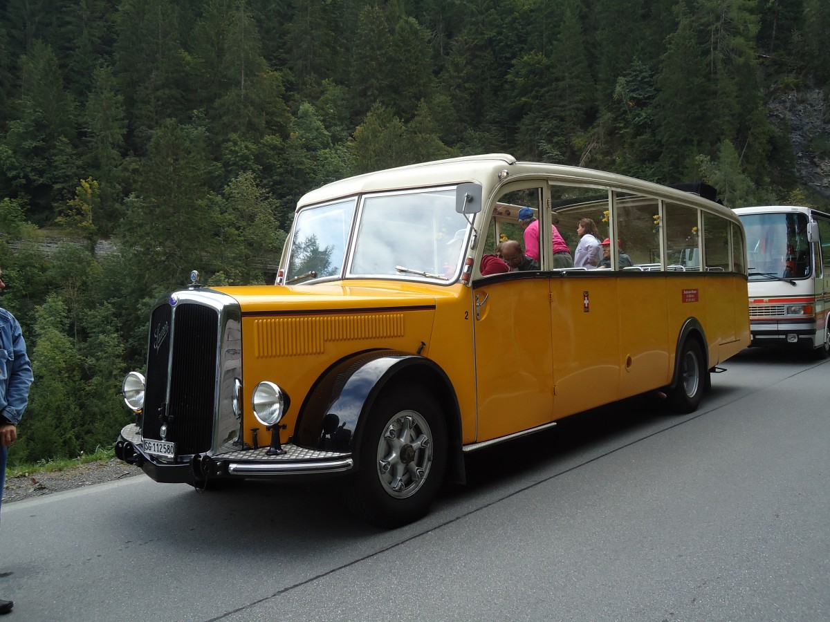 (129'861) - Baumgartner, Horn - Nr. 2/SG 112'580 - Saurer/Saurer (ex Mckli, Basadingen; ex Diverse Besitzer; ex OAK Wangen a.A. Nr. 10; ex P 23'082; ex P 2134) am 18. September 2010 bei Valendas