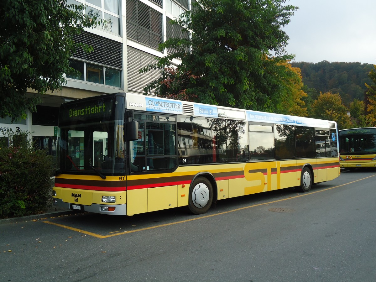 (130'291) - STI Thun - Nr. 91/BE 572'091 - MAN am 10. Oktober 2010 bei der Schifflndte Thun