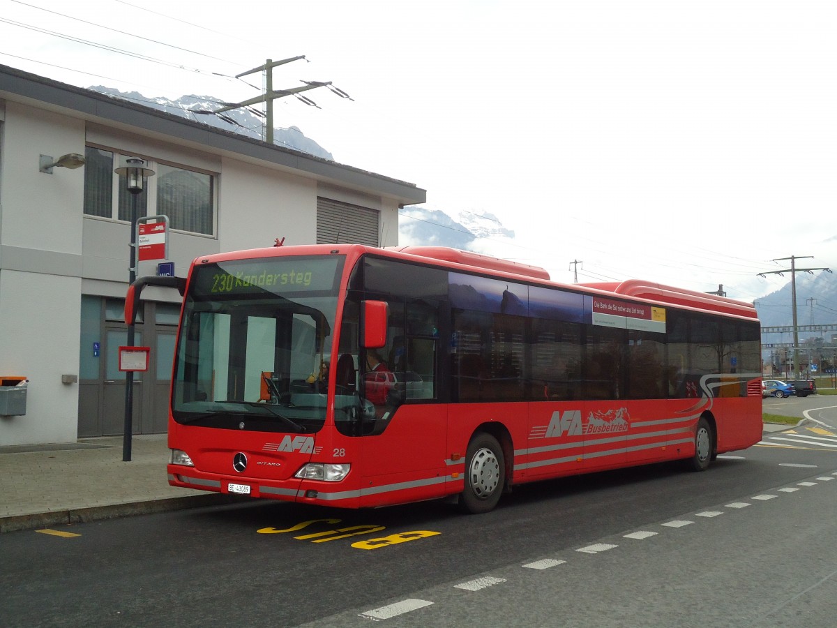 (130'987) - AFA Adelboden - Nr. 28/BE 43'089 - Mercedes am 15. November 2010 beim Bahnhof Frutigen