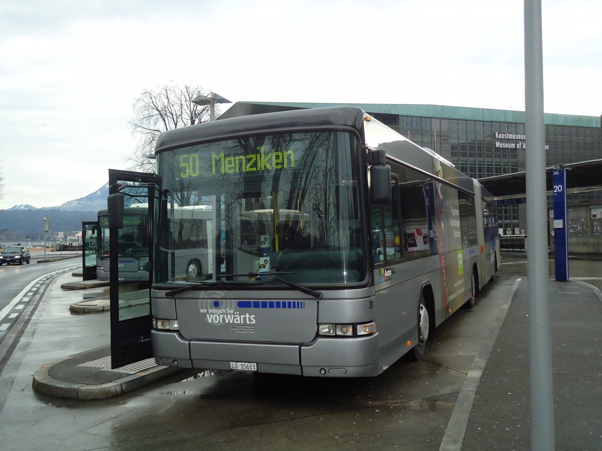 (131'434) - AAGR Rothenburg - Nr. 30/LU 15'683 - Scania/Hess am 8. Dezember 2010 beim Bahnhof Luzern