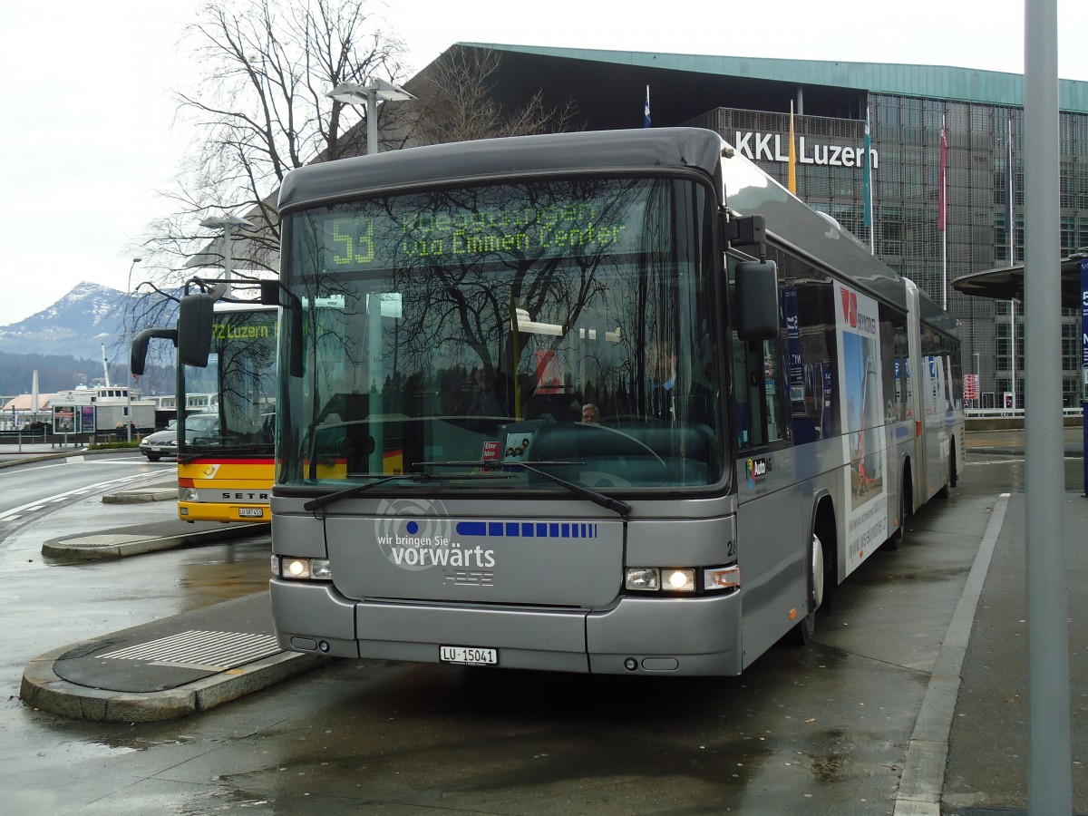 (131'436) - AAGR Rothenburg - Nr. 28/LU 15'041 - Scania/Hess am 8. Dezember 2010 beim Bahnhof Luzern