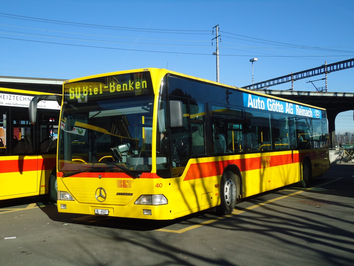 (132'570) - BLT Oberwil - Nr. 40/BL 6507 - Mercedes am 7. Februar 2011 beim Bahnhof Muttenz