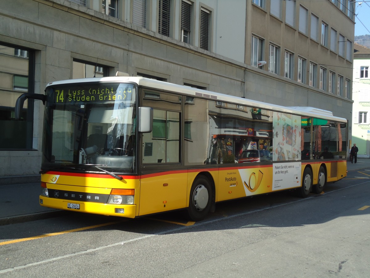 (132'793) - AVA Aarberg - Nr. 4/BE 26'614 - Setra am 9. Mrz 2011 in Biel, Bahnhofplatz