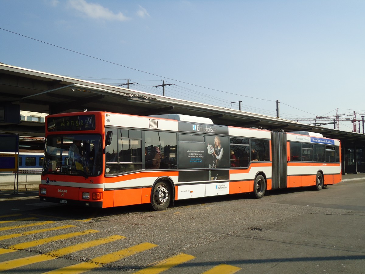 (133'059) - BOGG Wangen b.O. Nr. 46/SO 21'996 - MAN (ex SOO Olten Nr. 46) am 11. Mrz 2011 beim Bahnhof Olten