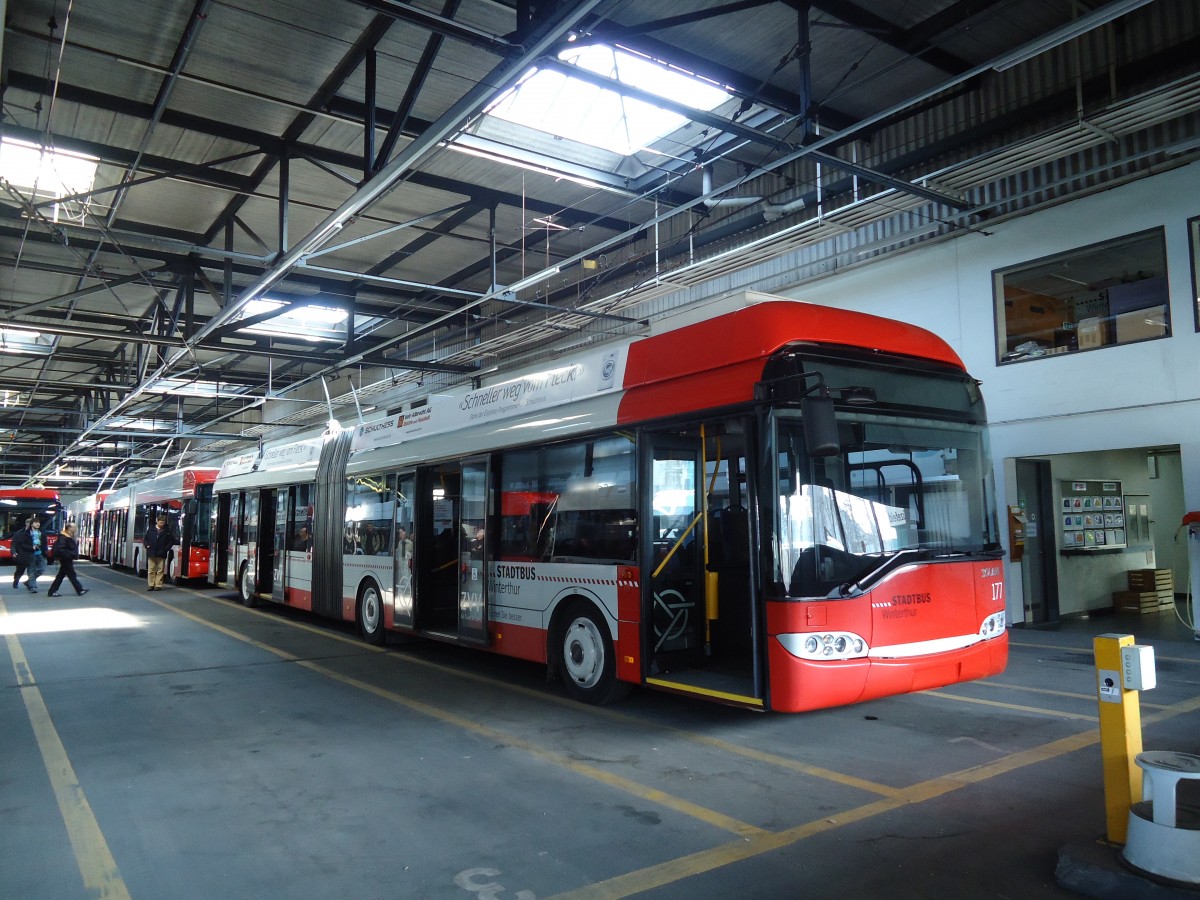 (133'104) - SW Winterthur - Nr. 177 - Solaris Gelenktrolleybus am 20. Mrz 2011 in Winterthur, Depot Grzefeld