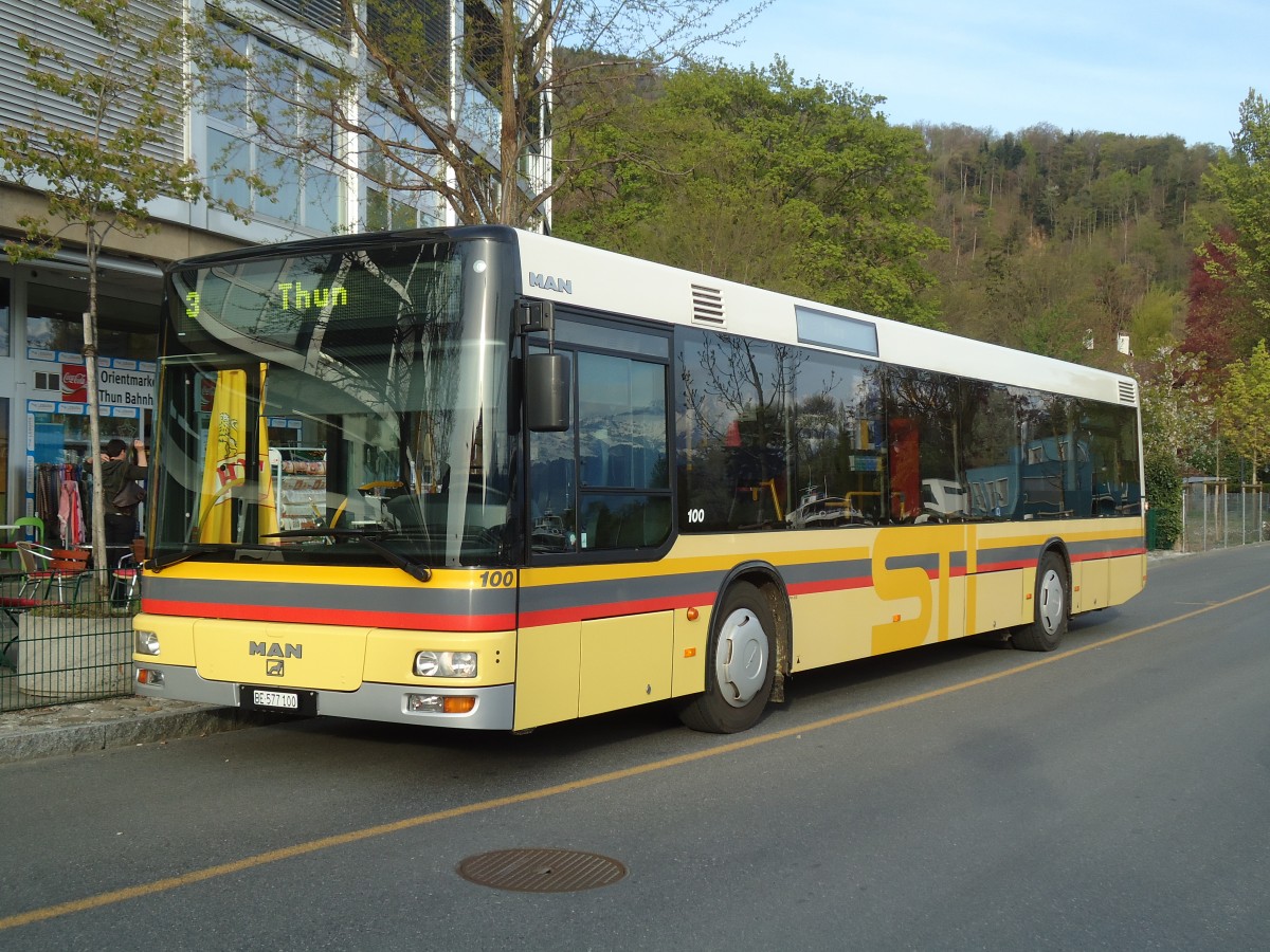 (133'292) - STI Thun - Nr. 100/BE 577'100 - MAN am 13. April 2011 bei der Schifflndte Thun