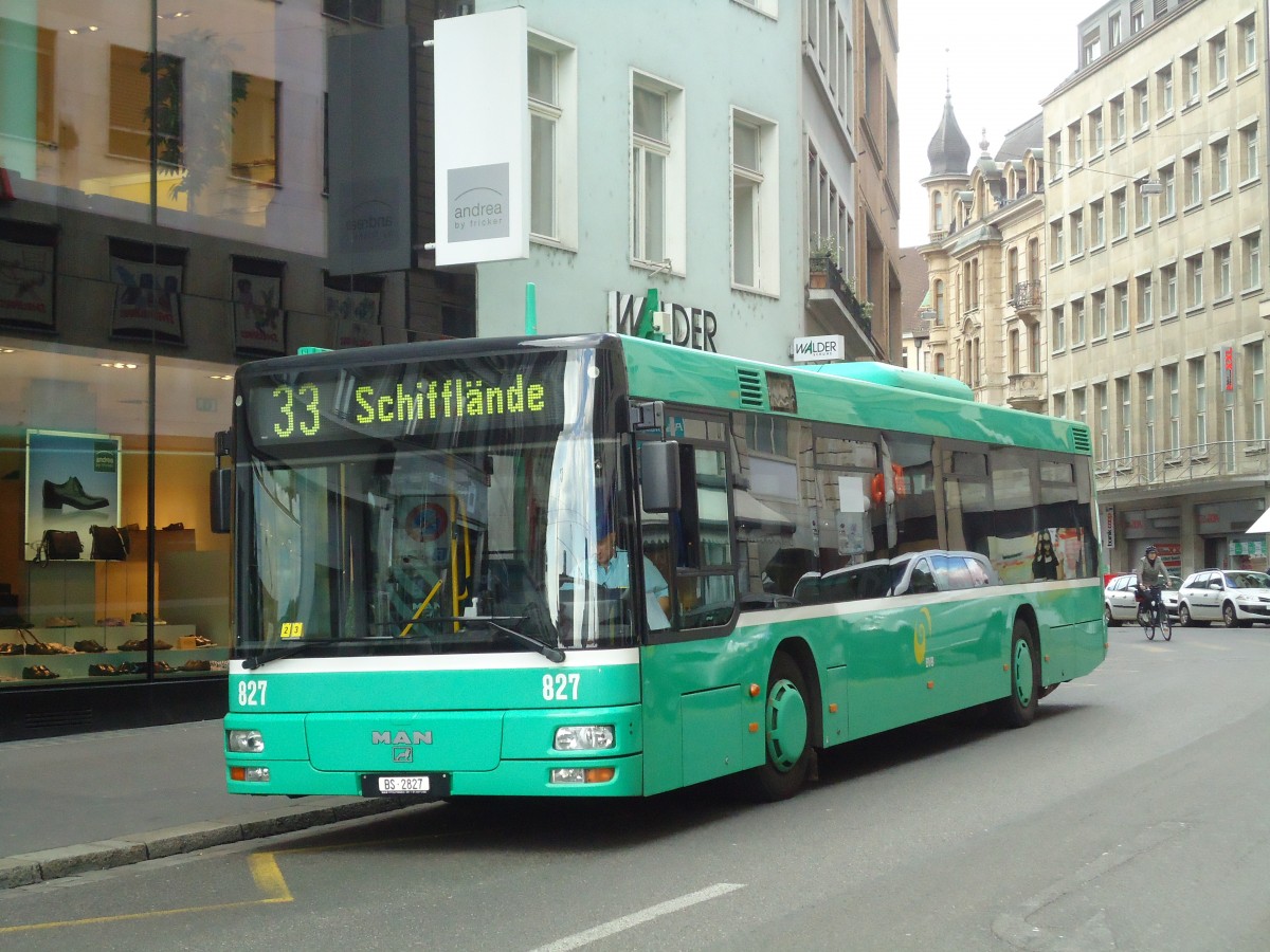 (133'707) - BVB Basel - Nr. 827/BS 2827 - MAN am 16. Mai 2011 in Basel, Schifflnde