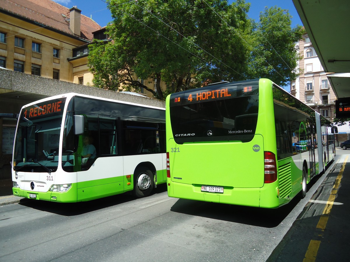 (135'025) - TRN La Chaux-de-Fonds - Nr. 321/NE 109'321 - Mercedes am 11. Juli 2011 beim Bahnhof La Chaux-de-Fonds