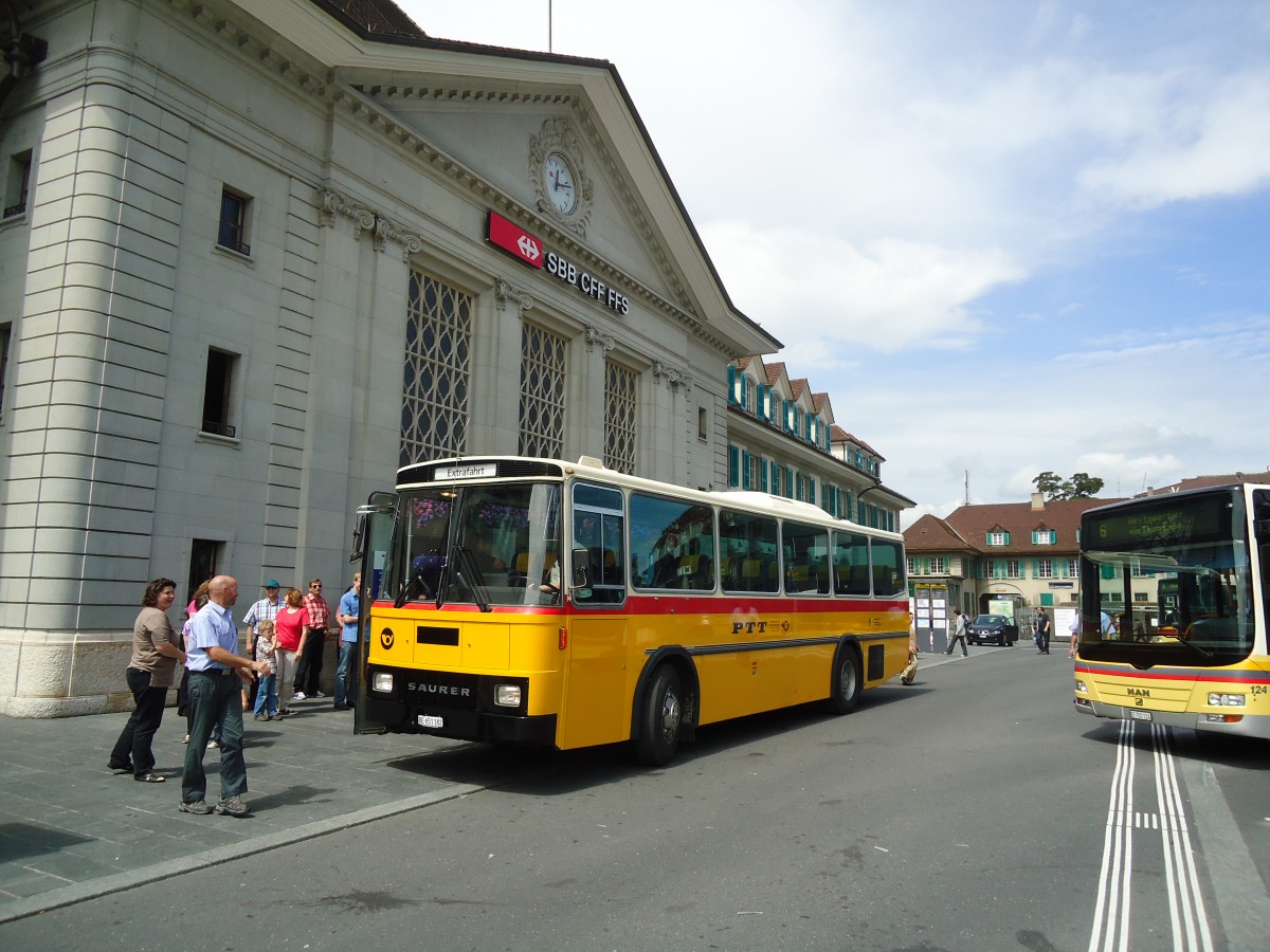 (135'323) - Bernair, Mnsingen - BE 651'182 - Saurer/Tscher (ex Schebath, Lauerz; ex Albin, Fllanden; ex Heim, Flums) am 26. Juli 2011 beim Bahnhof Thun