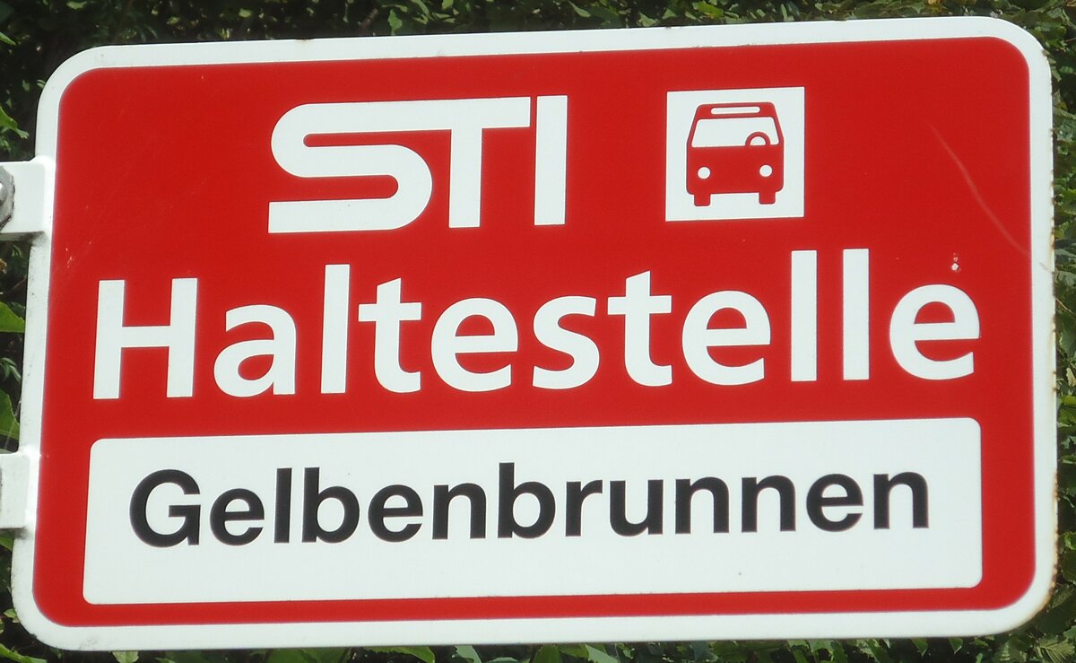 (135'482) - STI-Haltestellenschild - Sundlauenen, Gelbenbrunnen - am 14. August 2011