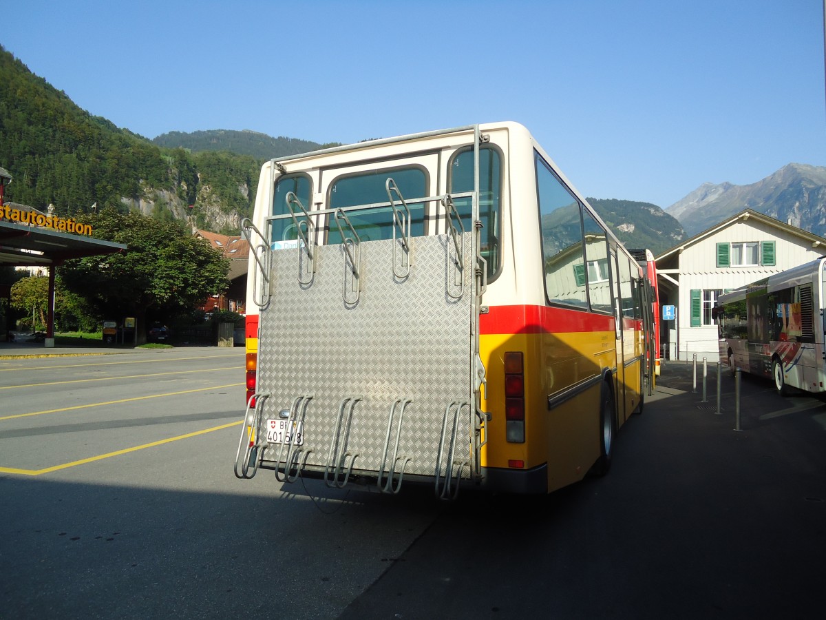 (135'761) - AVG Meiringen - Nr. 68/BE 401'568 - NAW/Hess (ex P 24'454) am 21. August 2011 beim Bahnhof Meiringen