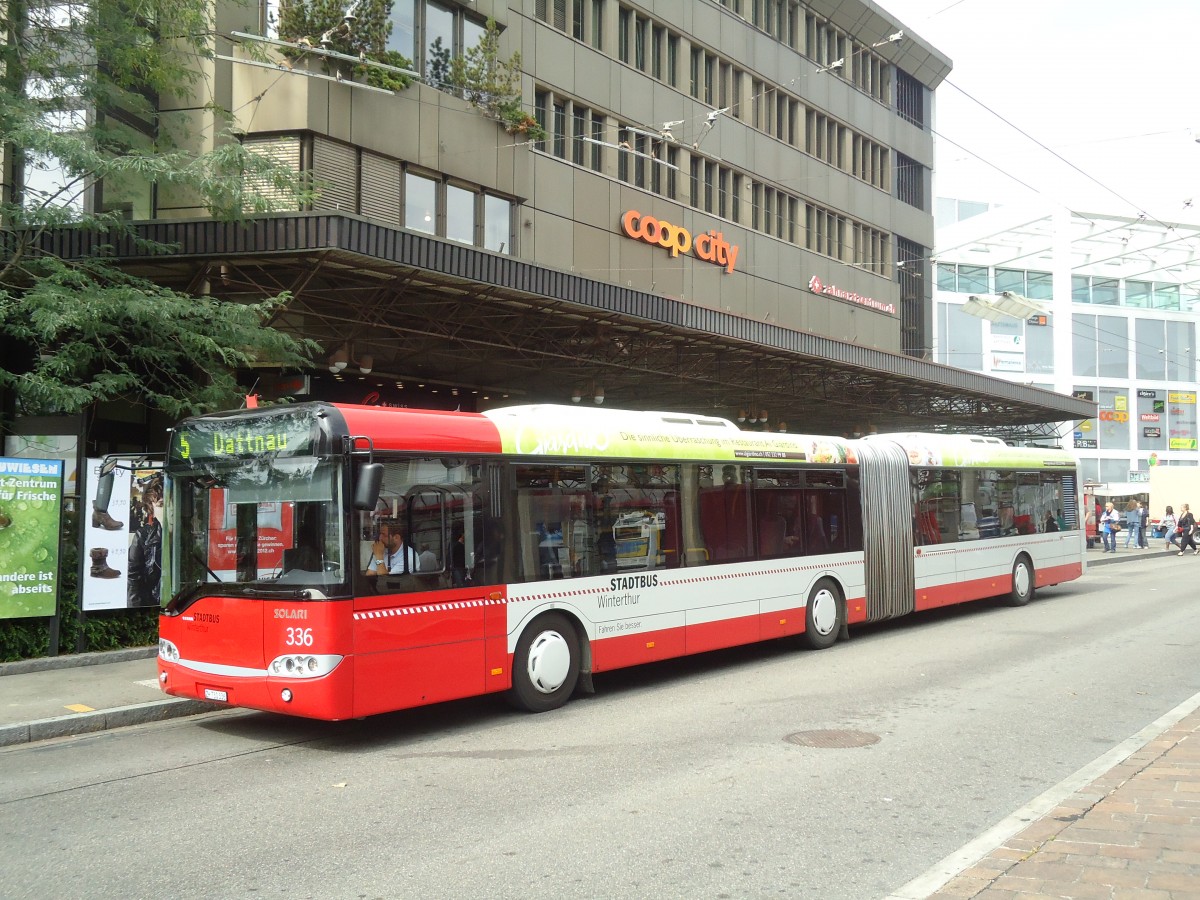 (135'915) - SW Winterthur - Nr. 336/ZH 730'336 - Solaris am 14. September 2011 beim Hauptbahnhof Winterthur