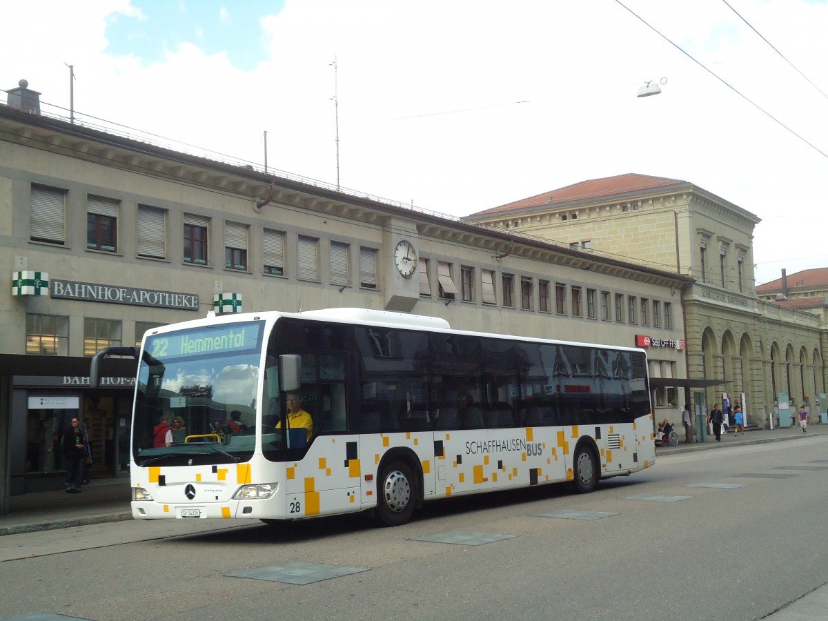 (135'954) - SB Schaffhausen - Nr. 28/SH 54'328 - Mercedes am 14. September 2011 beim Bahnhof Schaffhausen