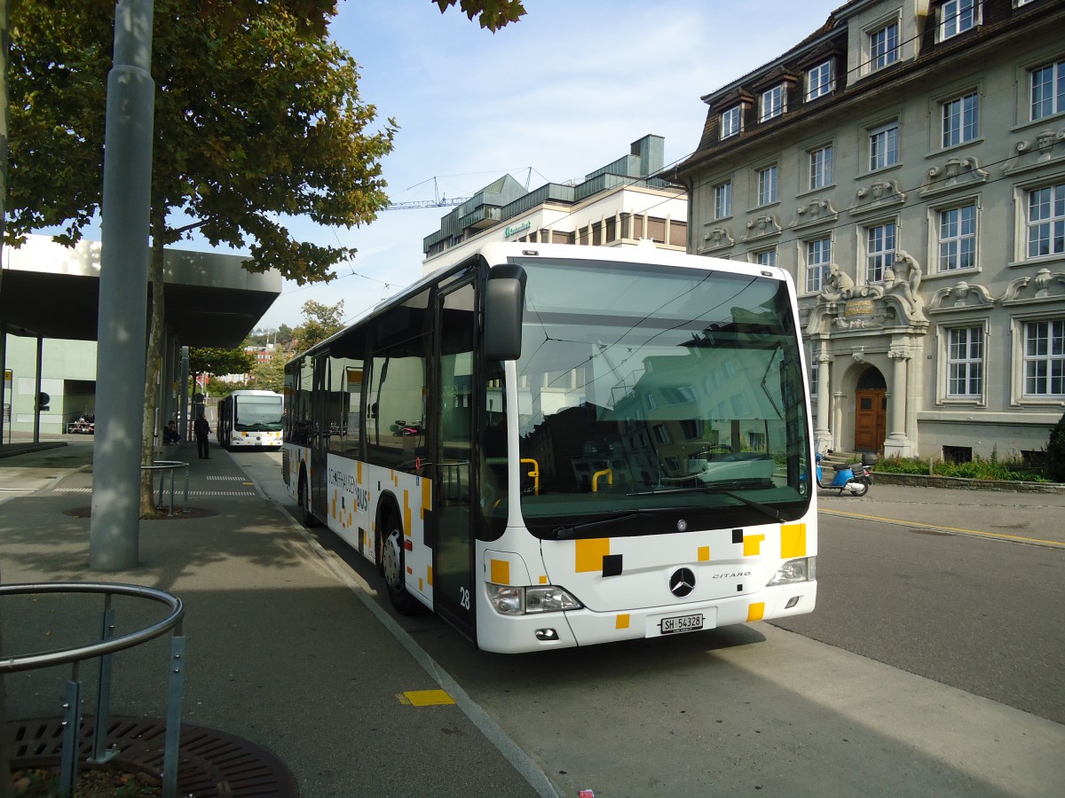 (136'194) - SB Schaffhausen - Nr. 28/SH 54'328 - Mercedes am 25. September 2011 beim Bahnhof Schaffhausen