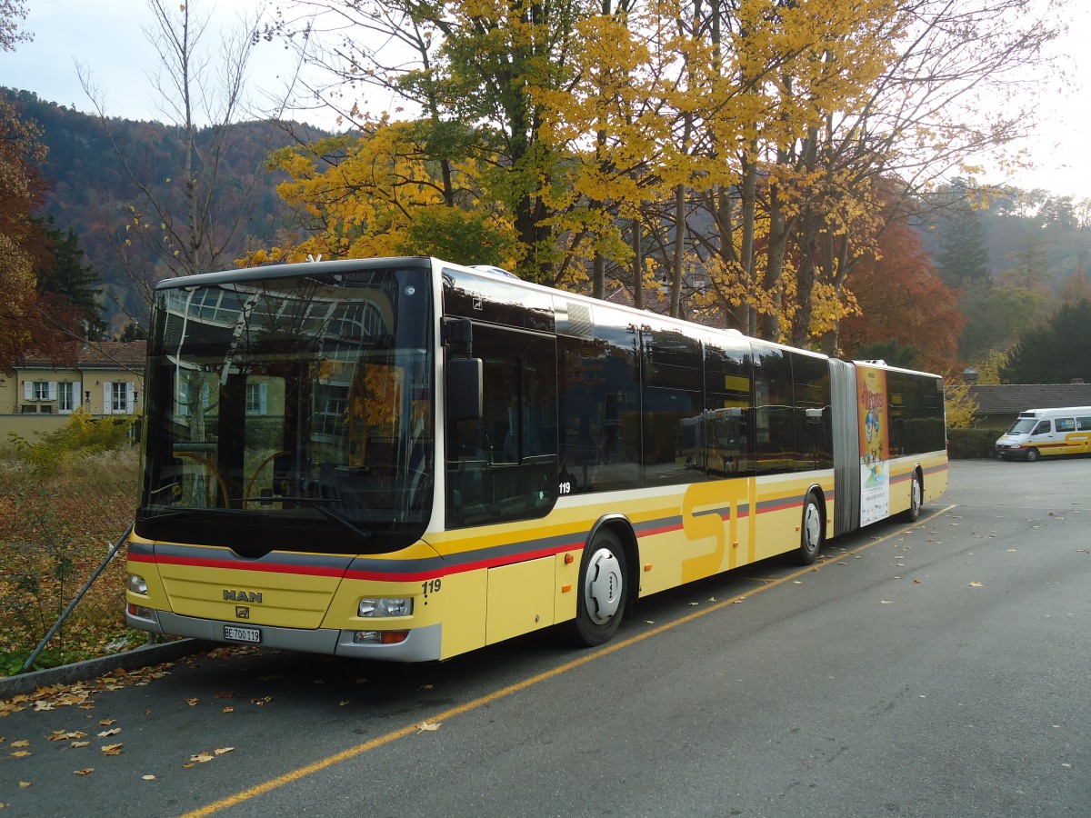 (136'704) - STI Thun - Nr. 119/BE 700'119 - MAN am 5. November 2011 bei der Schifflndte Thun