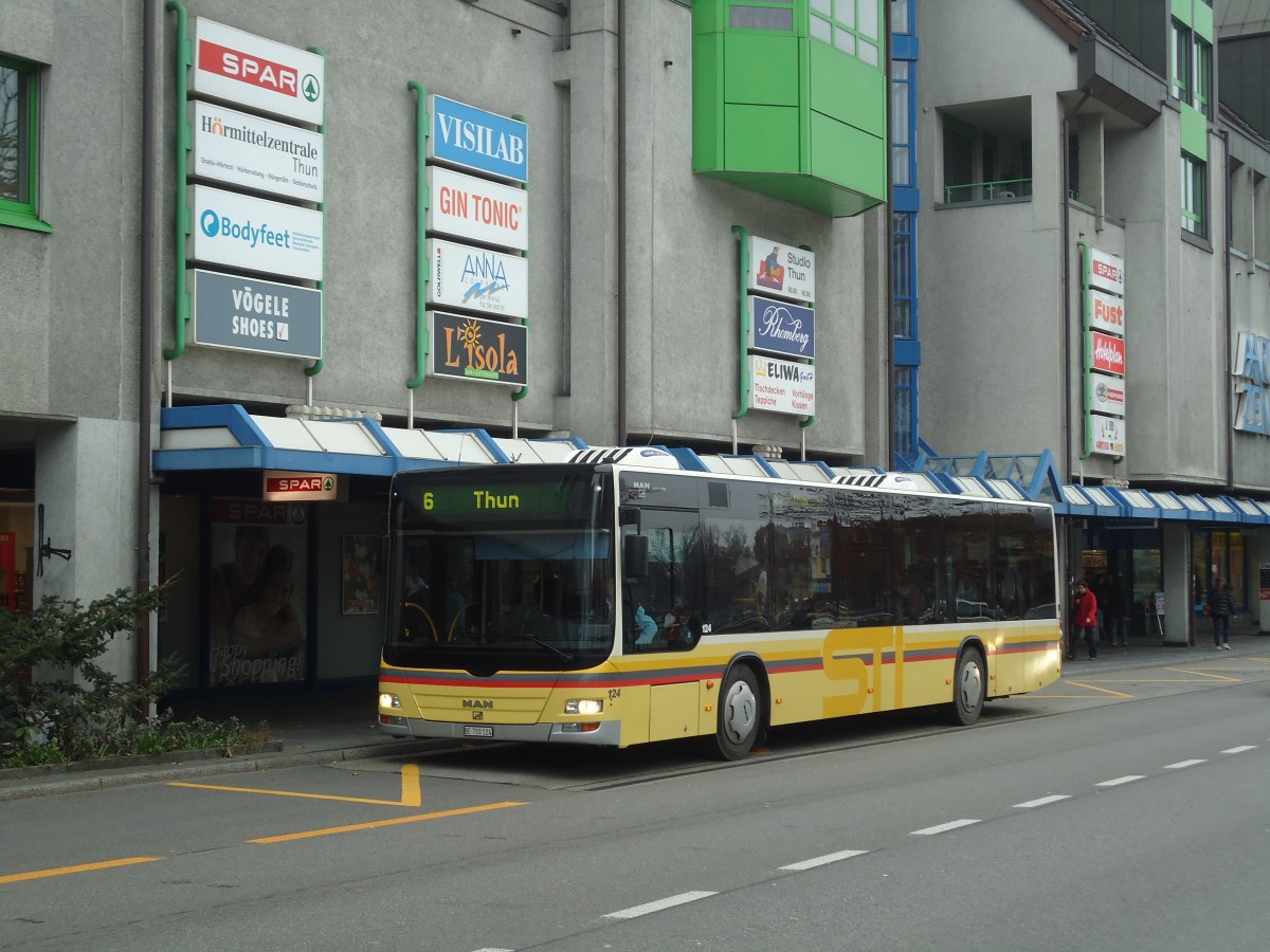 (136'731) - STI Thun - Nr. 124/BE 700'124 - MAN am 11. November 2011 in Thun, Postbrcke