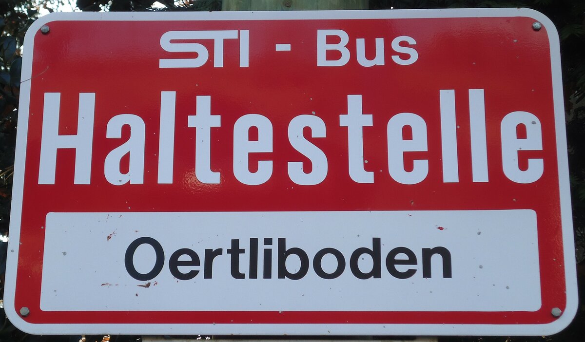 (137'060) - STI-Haltestellenschild - Oberhofen, Oertliboden - am 28. November 2011