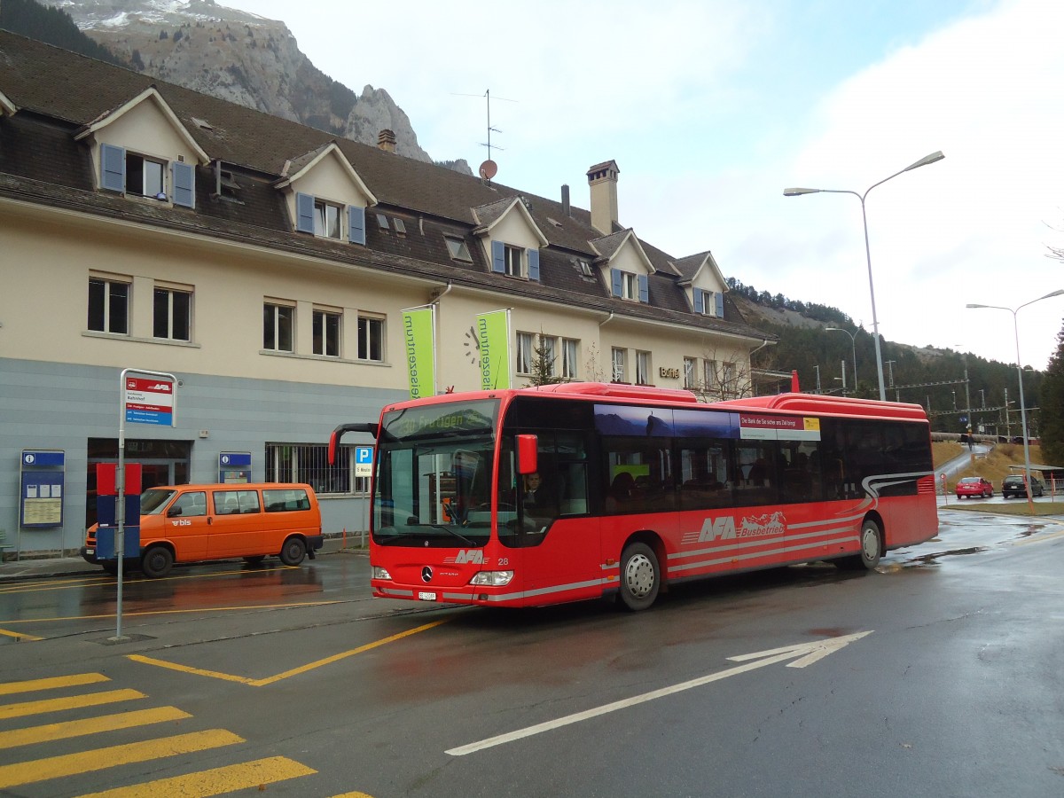 (137'093) - AFA Adelboden - Nr. 28/BE 43'089 - Mercedes am 4. Dezember 2011 beim Bahnhof Kandersteg