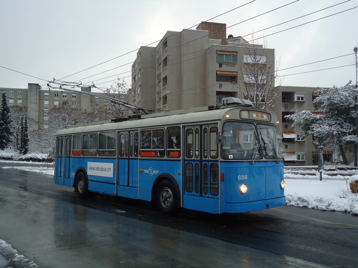 (137'290) - TL Lausanne (Rtrobus) - Nr. 656 - FBW/Eggli Trolleybus am 18. Dezember 2011 in Lausanne, Praz-Schaud