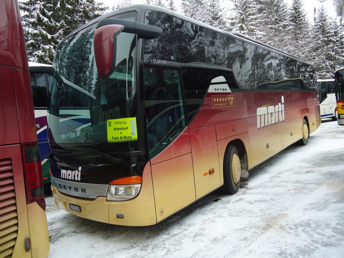 (137'493) - Marti, Kallnach - Nr. 12/BE 572'212 - Setra am 7. Januar 2012 in Adelboden, Unter dem Birg