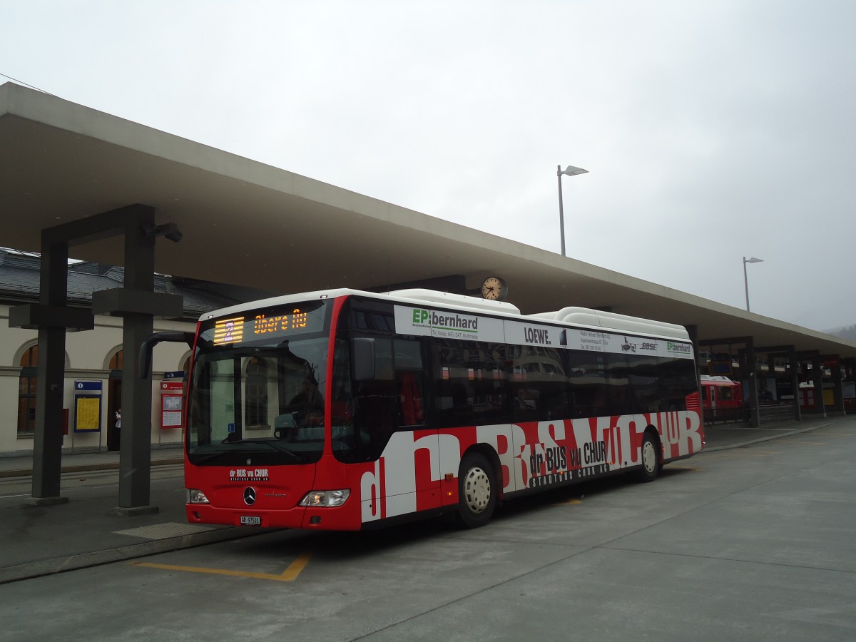 (137'862) - SBC Chur - Nr. 3/GR 97'503 - Mercedes am 5. Mrz 2012 beim Bahnhof Chur