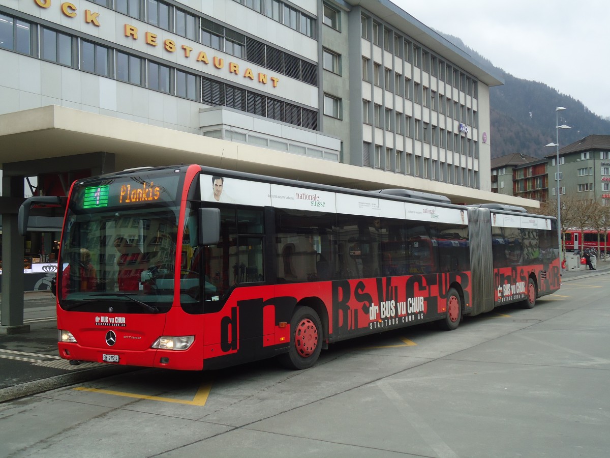 (137'867) - SBC Chur - Nr. 14/GR 97'514 - Mercedes am 5. Mrz 2012 beim Bahnhof Chur