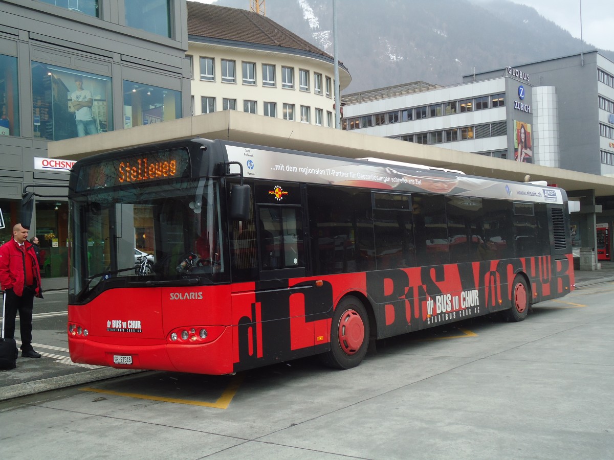 (137'868) - SBC Chur - Nr. 18/GR 97'518 - Solaris am 5. Mrz 2012 beim Bahnhof Chur